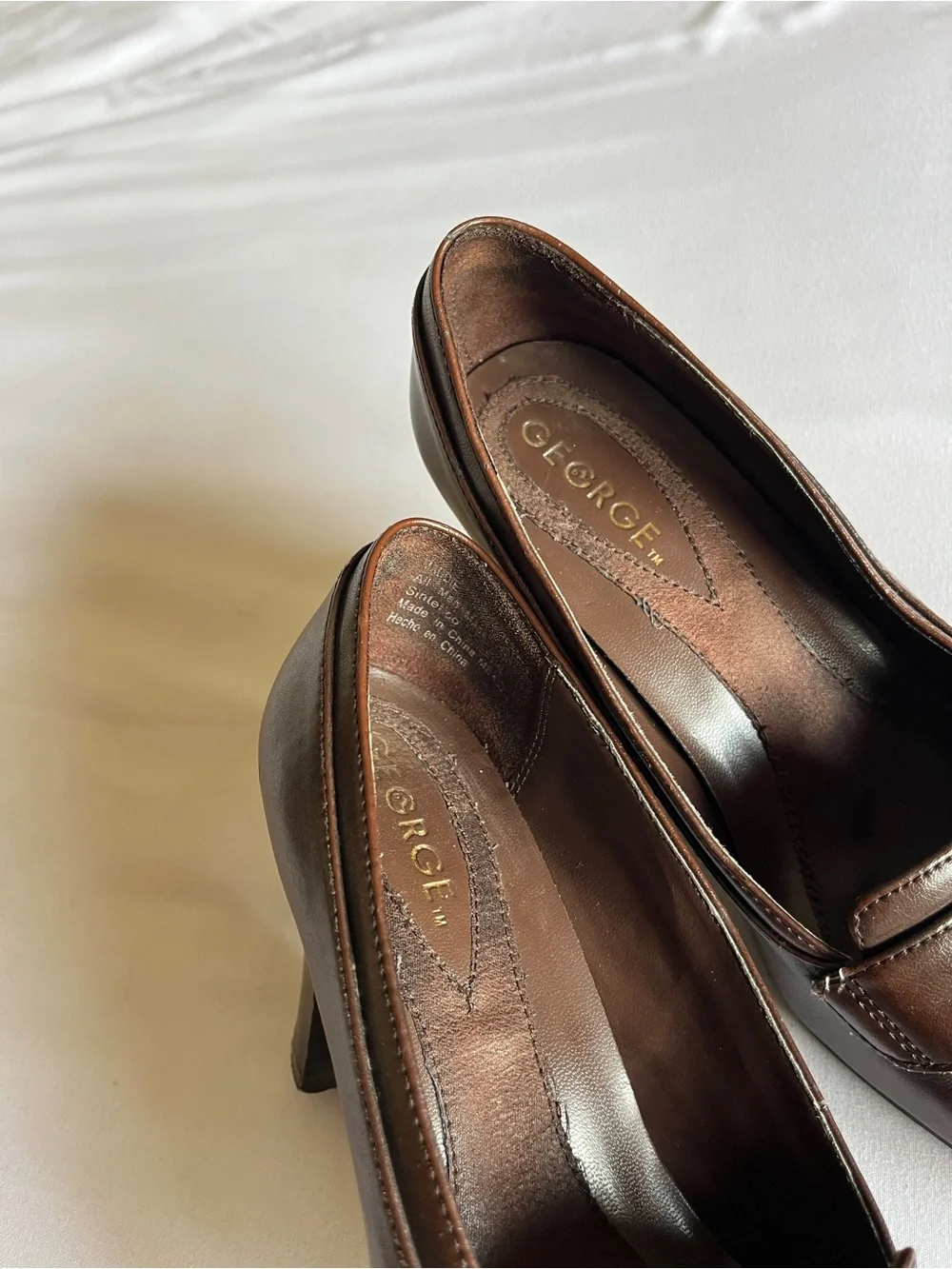 George Brown Heeled Loafers Size 5.5 Synthetic Leather Shoes